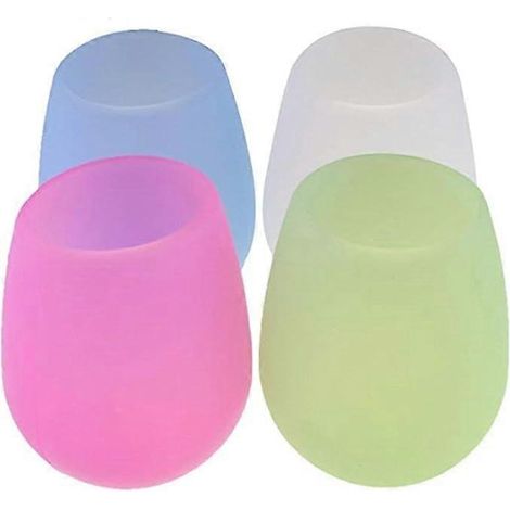 Lot de 4 verres à vin pliables en silicone incassables et antidérapants, parfaits pour le camping, les voyages, les barbecues et la plage. (1/5)