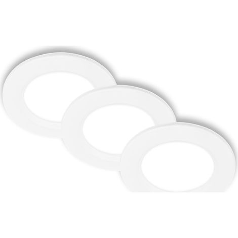 Lot de 3 spots LED encastrables 230V plats, lumière blanc neutre, 3W 330lm chacun, LED Spot, spots de plafond, lampes encastrées, spots de plafond, 68mm, 90x28mm (DxH), blanc (1/5)