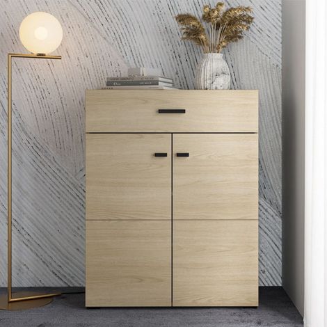 Mueble de Entrada Torrice, un Cajón, 2 Estantes, 2 Puertas, 77x35x98h cm Roble Claro Marrón (1/5)