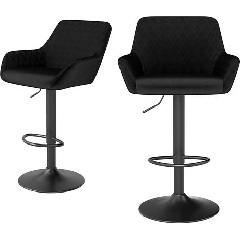 Lot de 2 Tabourets de Bar Pivotants à Hauteur Réglable Noir (1/5)