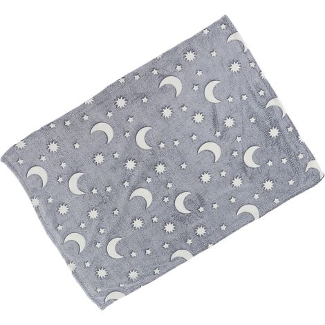Couverture en flanelle double face phosphorescente, couverture lumineuse, couverture fluorescente, couverture d'été pour enfants, grise (1/5)