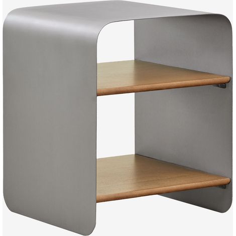 Pack de 2 mesitas de noche 40x40 cm en madera de mango y acero inoxidable Guren SKLUM     Acero  