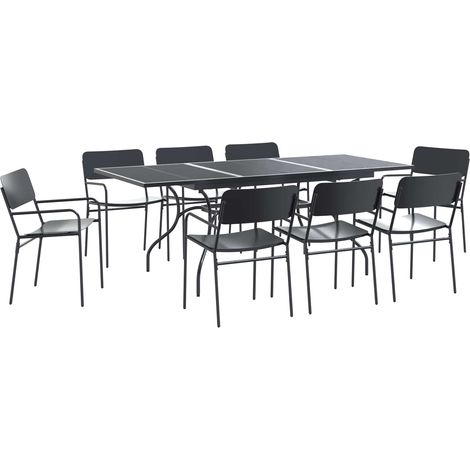 Conjunto de Comedor de Jardín 9 pcs Gris antracita Acero vidaXL