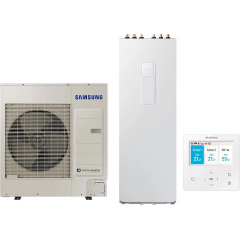 Pompa di Calore Aria-Acqua Splittata ClimateHub Samsung AE090RXEDEG/EU + Bollitore AE260RNWSEG/EU di 260 litri con Comando Incluso (1/5)