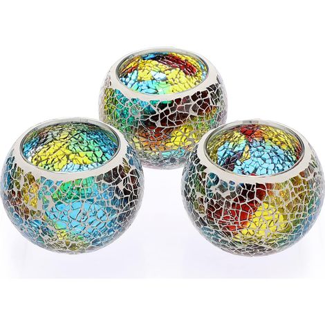 Bougeoirs en Verre Mosaïque, Multicolore Porte-Bougies Chauffe-Plat, Bougeoirs Votifs, Centres de Table, Pour Table, Mariage, Décoration d'Intérieur (1/5)
