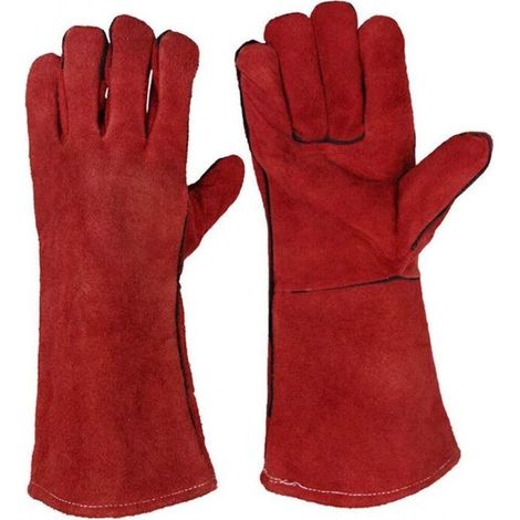 Heat Resistant Welding Gloves, Leather Lined, Wood Stove, BBQ, Gardening Gloves for Men (1/5)