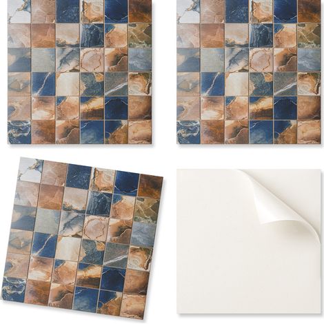 Mosaico de azulejos de pared autoadhesivos de PVC con dise帽o de piedra, 4x50x50 cm.
