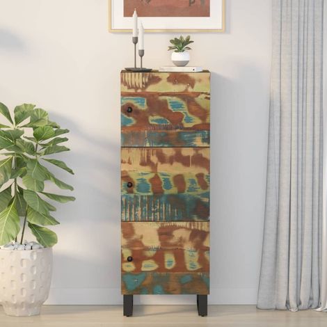 Buffet haut Meuble de rangement Commode Bahut et tiroir 60x33x100 cm bois massif récupération/fer 90205 (1/5)