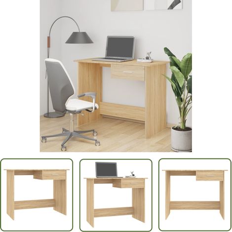 The Living Store Schreibtisch Sonoma-Eiche 100x50x76 cm Holzwerkstoff - Schreibtisch - Bürostuhl - Home Office - Holzwerkstoffmöbel - Esszimmertisch (1/5)