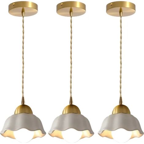 3x Suspension en Céramique Vintage,Lustre Industriel Abat-jour Design Fleur E27 Luminaire Plafonnier Style Nordique pour (1/5)