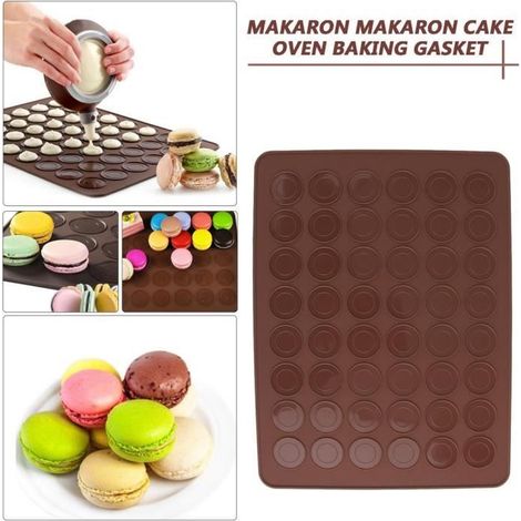 Tapis de Cuisson pour Macarons en Silicone, constitué de 48 cuvettes Anti-adhésives pour 24 Macarons sans défaut, 38x28cm Marron (1/4)