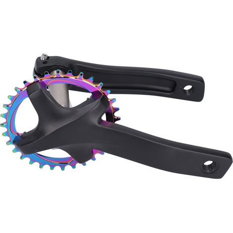 Manivelle VTT ZK‑22 avec Plateau 32T, Bras de Manivelle Single Speed Noir pour Vélo de Montagne