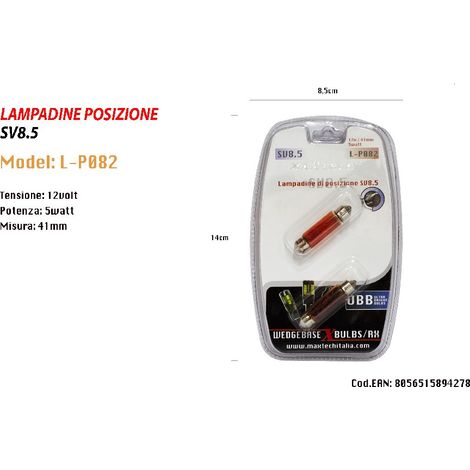 TRADE SHOP - Lampadine Di Posizione Sv8.5 Maxtech L-p082r 12v/41mm 5w Lampadine Ultra Luminose -
