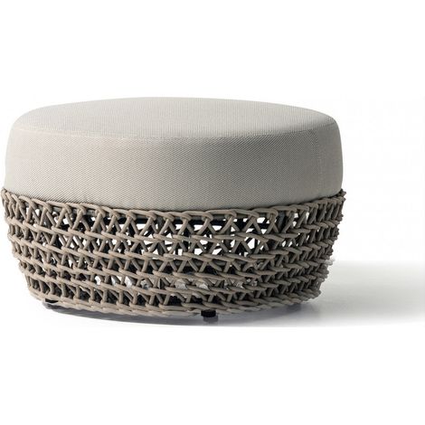 Pouf struttura in alluminio e corde beige 63x63xH36 cm