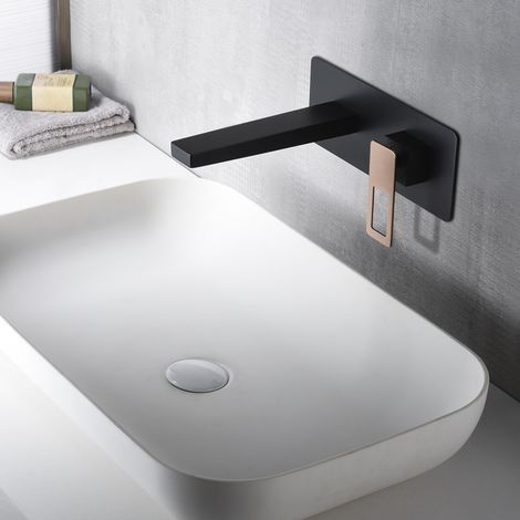 Imex - Grifo Monomando Lavabo Empotrado Negro Rosa Serie Suecia (1/2)