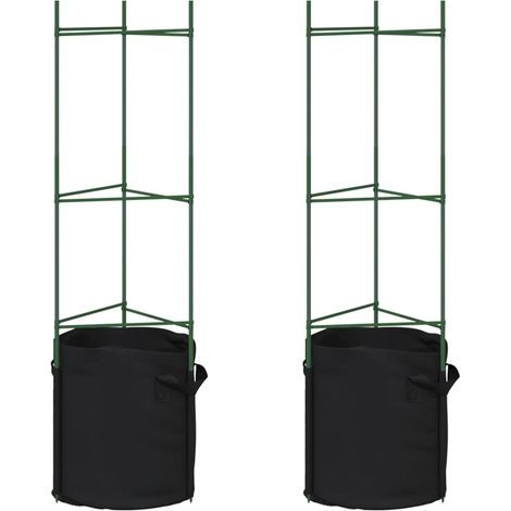 Cage à tomates avec sac à plantes 2 pcs 116 cm acier et PP