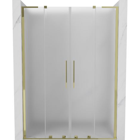Mexen Velar L Duo Schiebetür Duschabtrennung 140 cm, mattiert, gold - 871-140-003-32-50
