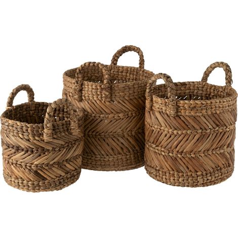 Panier tressé en raphia naturel pour rangement élégant - Naturel raphia tressé (1/5)