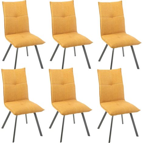BISPO - Lot de 6 Chaises Tissu Texturé Coloris Jaune moutarde (1/4)