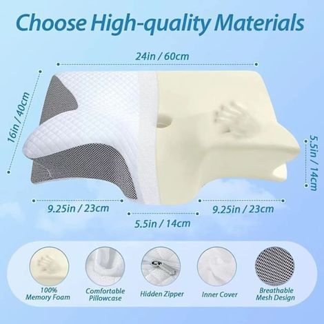 Butterfly Neck Pillow, Sleep Pillow, Memory Foam Pillow, Slow Rebound Black Cervical Pillow, Zero Pressure Hotel Pillow - AquaForge (1/4)