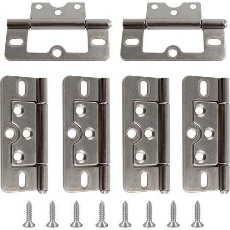 Bisagras sin espiga de 6 x 7,6 cm (3 pulgadas), bisagras para puertas plegables, bisagras de mariposa - plateadas (1/4)