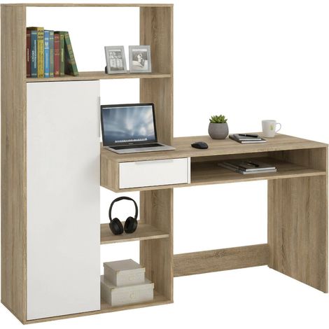 Schreibtisch Annalou, eine Schublade, 60,35x162,8x155,4h cm Braun