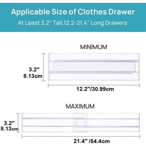 4 PCS séparateurs de tiroir réglables en plastique(30,99 à 55,12cm) - Séparateurs de tiroirs transparents -Organisateurs de tiroirs (1/4)