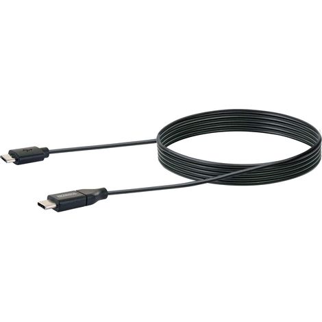 Schwaiger B634 1109 USB 3.1 Adapterkabel, Ladekabel Typ-C-Stecker auf 2.0 Micro B-Stecker (1m), schwarz (1/3)
