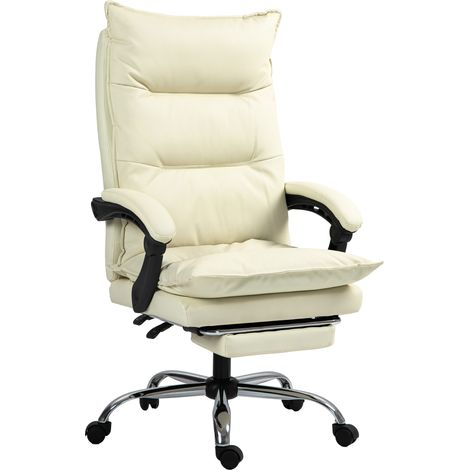 Vinsetto Sedia da Ufficio Ergonomica Reclinabile 155° con Poggiapiedi Beige