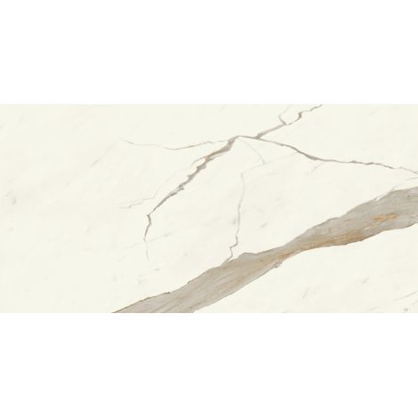 Carrelage effet Marbre Blanc Calacatta Alba 120x60x0,9 cm Brillant Montira - Sol et mur intérieur (vendu par carton de 1,44 m²) - RO'MA CARRELAGE