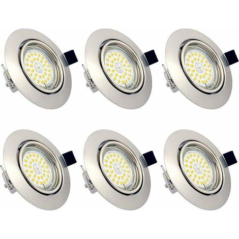 Spots LED  Encastrables GU10 6W Spots de Plafond AC 230V Blanc Chaud 3000K Lampe Plafonnier Projecteur Encastrable Étanche IP23 pour Salon Cuisine Couloir Galerie Magasin (lot de 6)
