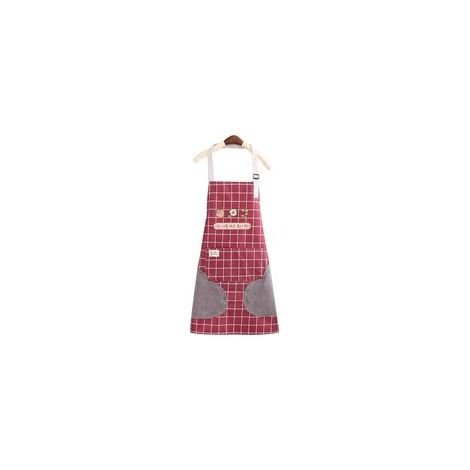 Grembiule da cucina impermeabile con taglia regolabile e tasca, grembiule in rete, grembiule da lavoro per bar, 1 pezzo (rosso) - Crezuo