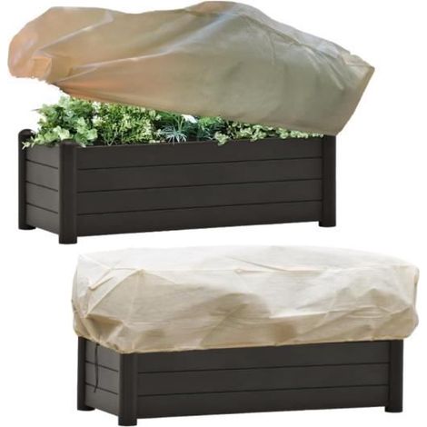 Pflanzkübel-Schutzhaube - Bio - 2er Set - Frostsicher - 100x40x45 cm - Braun