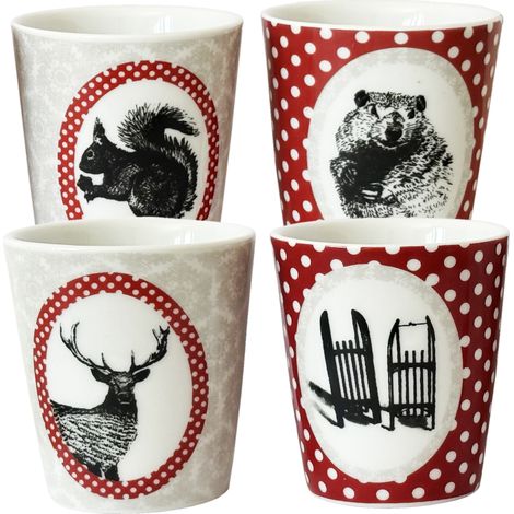 Set 4 gobelets Porcelaine Expresso Les animaux (1/2)