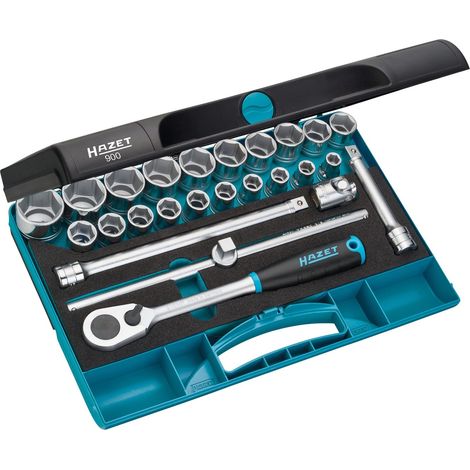 HAZET Steckschlüssel Satz, 25-Teilig, 1/2 Zoll (12,5 mm) Vierkant, 10€“32, 900