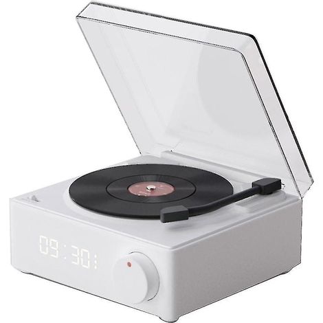 Enceinte Bluetooth multifonctionnelle avec réveil, tourne-disque vinyle et enceinte de bureau adaptée à la chambre. (1/5)