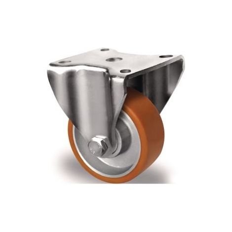Rueda  fija  D.100mm  Cap.250kg  PU  Placa  L100xB88mm  Color  Rl.marrón  TECWERK (1/2)