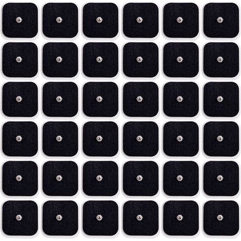 (50 pièces, 5 x 5 cm, noires) Électrodes de rechange, 5 x 5 cm, auto-adhésives, en gel, pour un effet amincissant. (1/5)