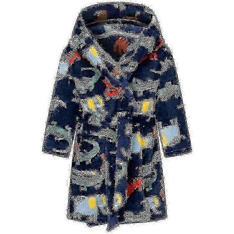 Peignoir doux pour enfants, convenant aux garçons et aux filles, avec capuche et motif d'animaux de dessin animé (1/5)