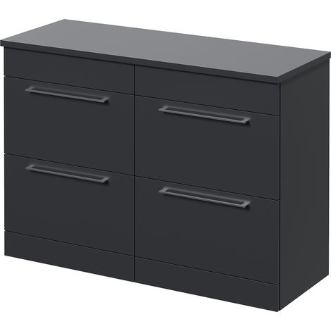 Napoli 460 Gloss Grey 1200mm 4 Drawer Vanity Unit for Countertop Basins - 1200mm - Chrome 320mm Handle