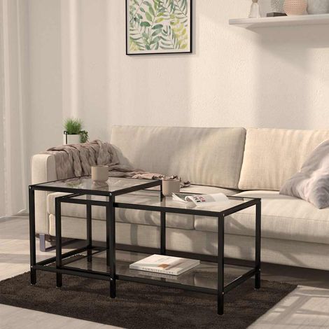 331613 vidaXL Tea Tables 2 pcs Tempered Glass Transparent (1/5)