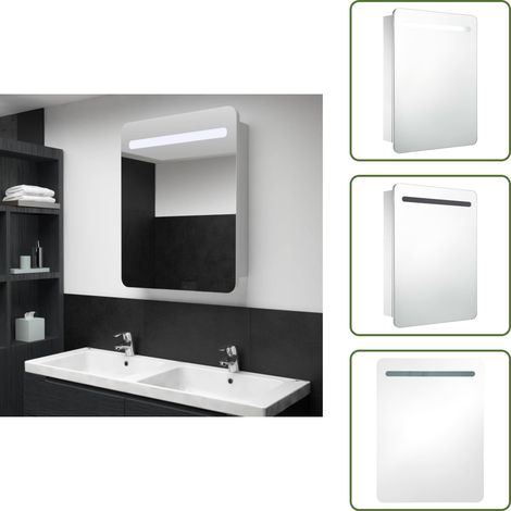 The Living Store Mueble de baño con espejo LED 60x11x80 cm - Espejo LED