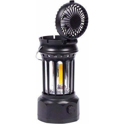 Lampe de camping ZVD 3-1 Cozy avec ventilateur - Lampe de tente LED rechargeable avec ventilateur puissant - Longue autonomie - Noir (1/5)