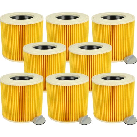 vhbw 8x filtro a pieghe piatte compatibile con TackLife PVC05B, PVC01B aspirapolvere - giallo / marrone
