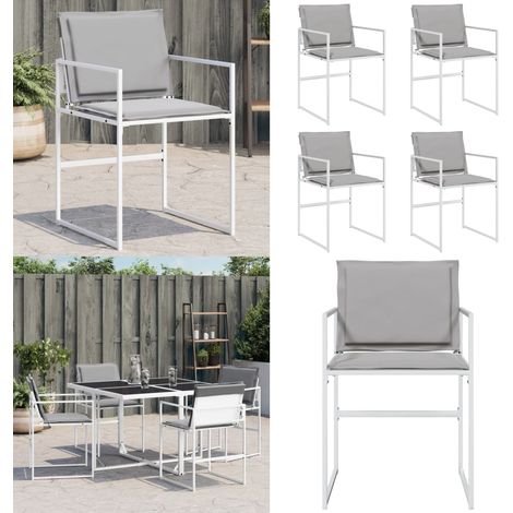 Chaises de jardin avec coussins lot de 4 blanc acier/textilène - Chaise De Jardin - Fauteuil De Jardin - Mobilier De Jardin - Meubles De Terrasse - Textile Extérieur - Home & Living (1/5)