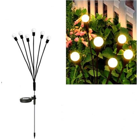 Set of 2 solar garden lights with 6 LEDs, IP65 waterproof, ideal for balconies, gardens, patios and driveways (warm white) (1/5)