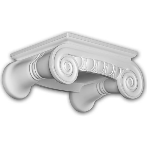 Capitel de columna Profhome 411202 Moldura de fachada Columna Elemento de fachada estilo iónico blanco (1/3)