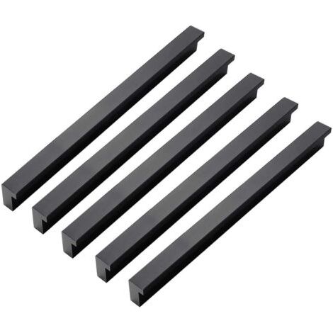 10 Noir Moderne en Alliage D'aluminium Armoire Armoire Poignée de Porte Tiroir de Meubles Tire Boutons, Trou Centre 192 mm (1/5)