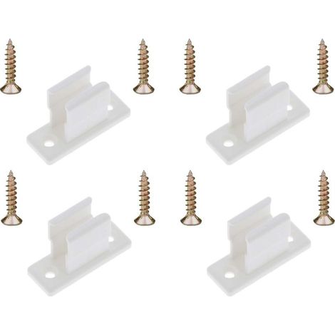 Lot de 4 clips bloqueurs de manivelle pour volet roulant – Plastique blanc – Universel 13mm – A visser – Entraxe 34,5mm (1/5)