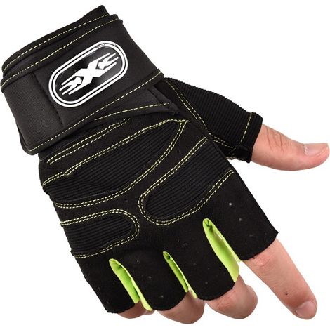 2 paires gants de fitness demi-doigts, protection paume rembourrée, sangle poignet ajustable, antidérapant gel silice, pour haltérophilie et musculation (1/5)